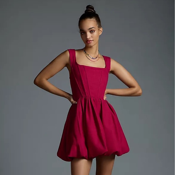aureta Dresses & Skirts - Aureta x Anthropologie Corset Bubble Dress in Purple